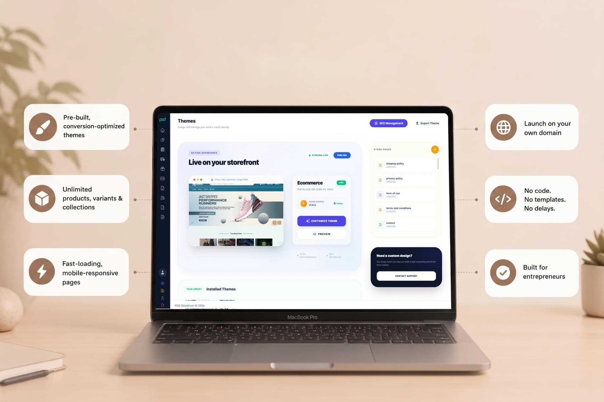 No-code store builder theme editor preview