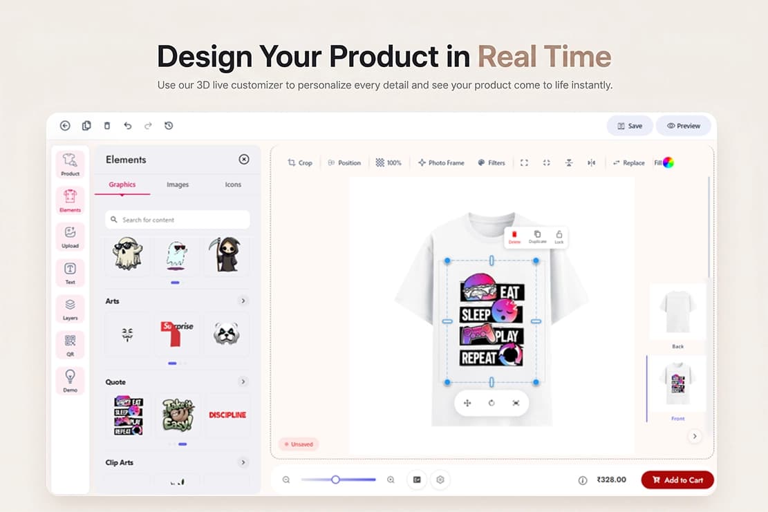 Branded print on demand storefront builder dashboard visual