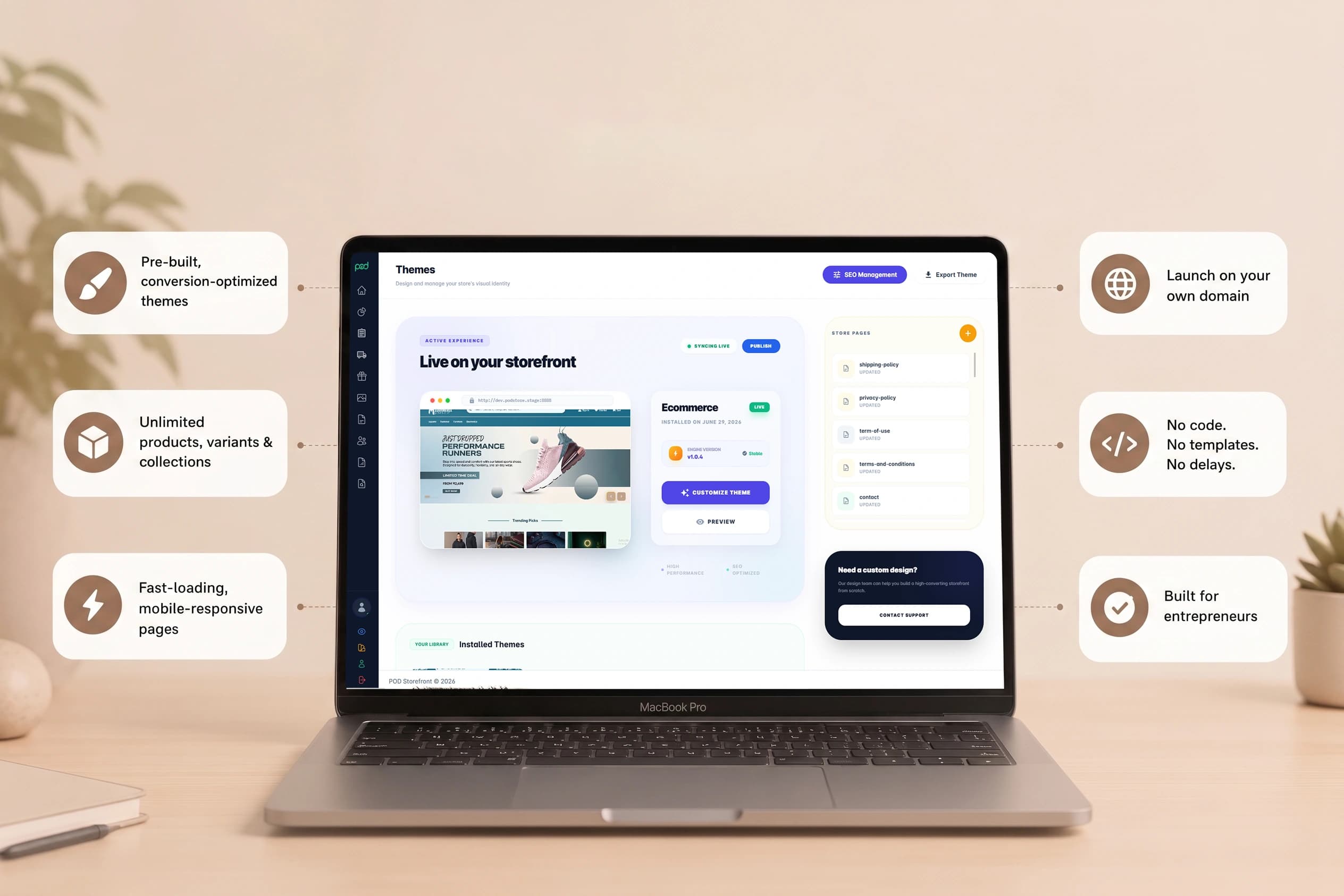 No-code store builder theme editor preview